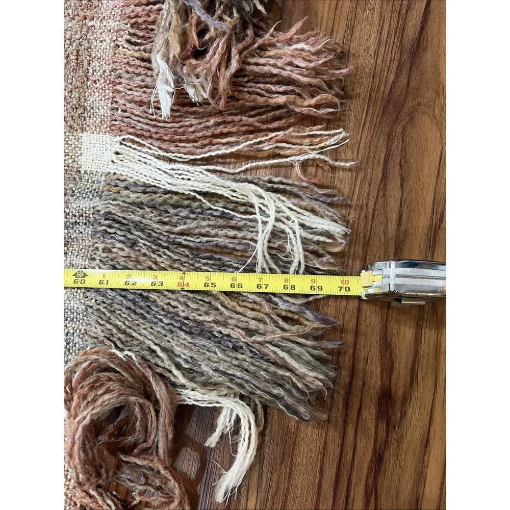Kennebunk Weavers Throw Blanket Brown Plaid Knitted Fringe USA